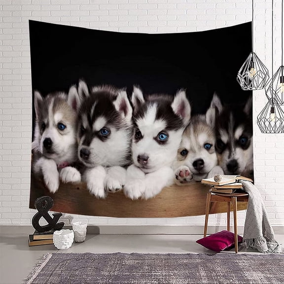 Tapestry Wall Hanging Kids Birthday Gift, EpicGadget Dogs Series Wall Art Lovely Husky Tapestry Wall Decor for Bedroom Nursery Child Room, Living Room, Dorm, Modern Home Decor, Ready to Hang (51"x59")