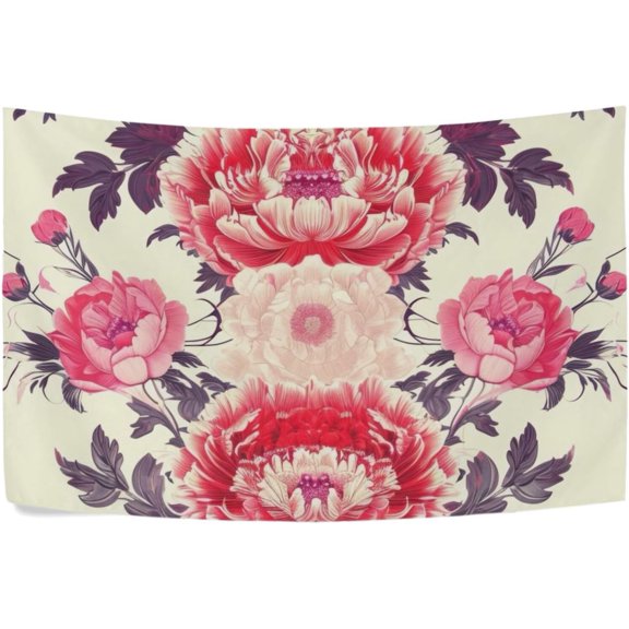 Tapestry Wall Hanging Peony Red White Tapestry Personalized Tapestry Throw Dorm Living Room Art Home Decor 90 x 60