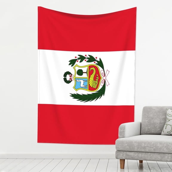 Tapestry Wall Hanging Peru Flag Decoration Tapestry For Bedroom Living Room Backdrop 80 X 60 Inch