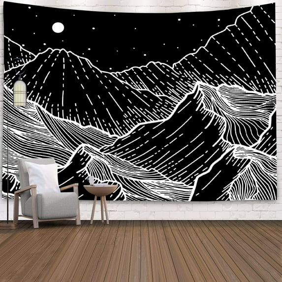 Tapestry Wall Hanging Polyester Moon Star Pattern Tapestry Home Decor Blanket 95x73cm