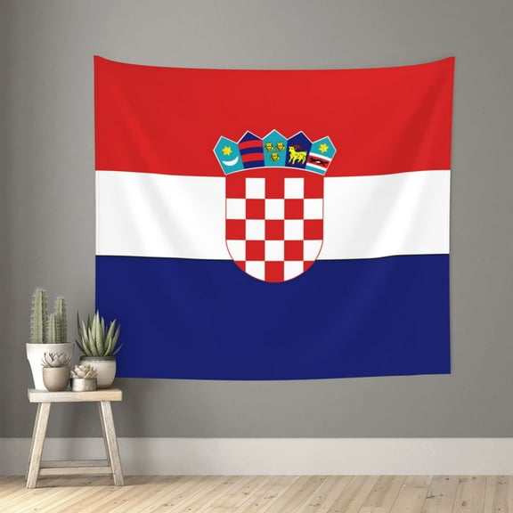 Tapestry Wall Hanging Republic-Of-Croatian-Flag Wall Poster Tapestries For Bedroom Living Room Office Wall Decor 60x51in