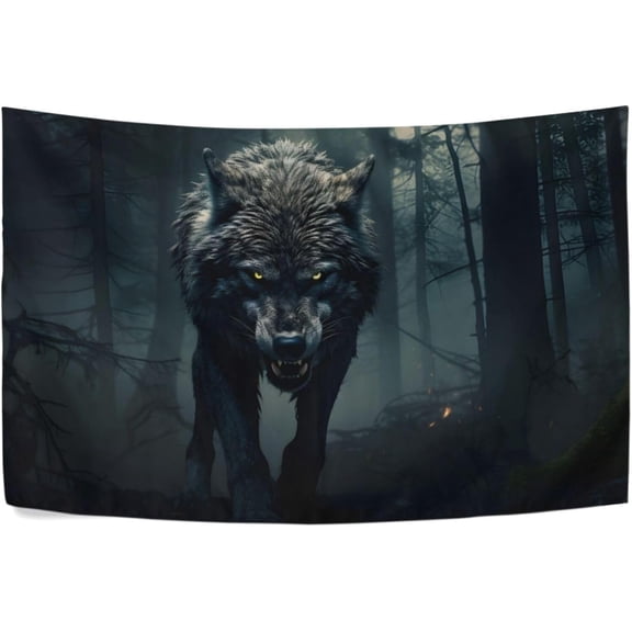 Tapestry Wall Hanging Scary Wolf Gothic Tree Tapestry Personalized Tapestry Throw Dorm Living Room Art Home Decor 90 x 60