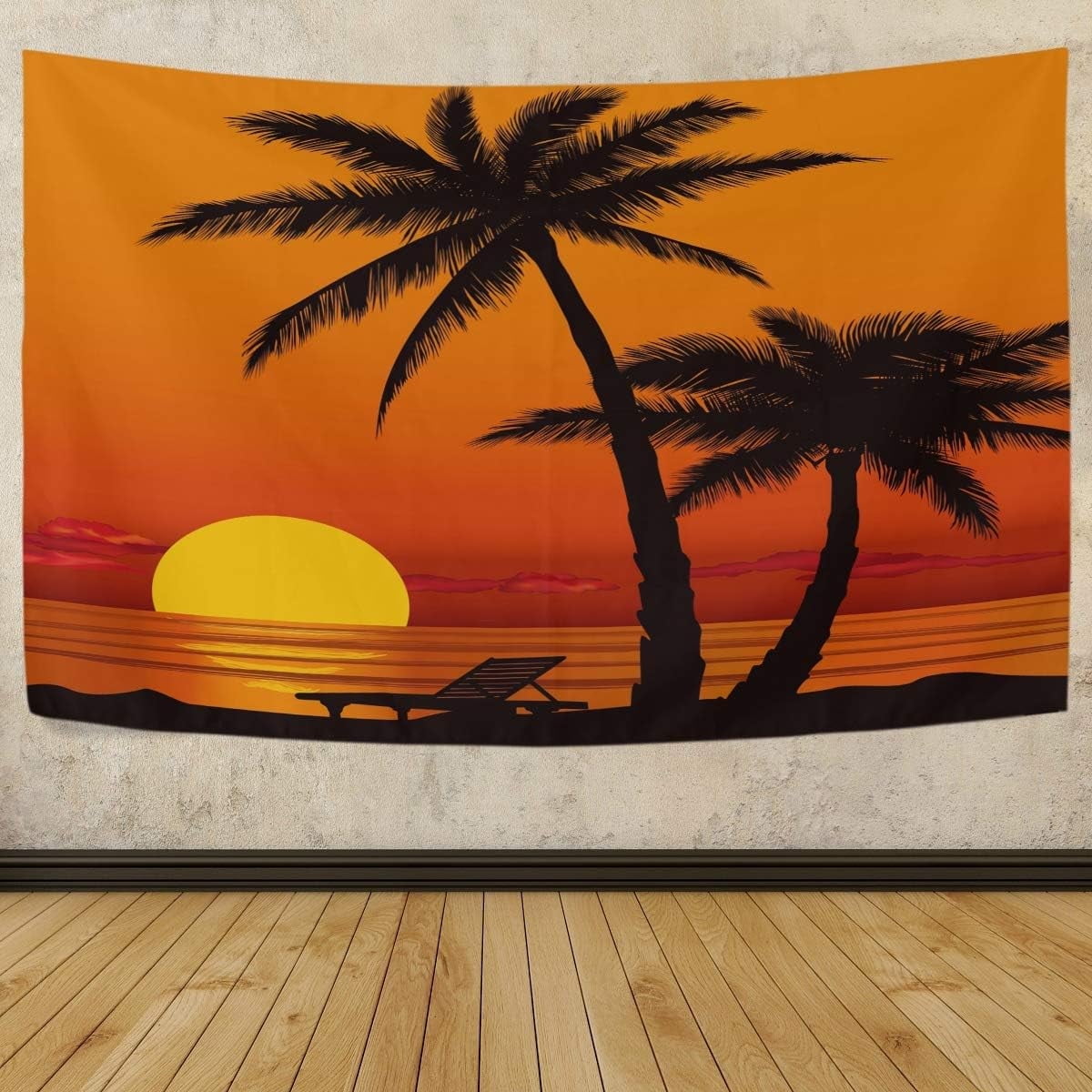 Tapestry Wall Hanging Summer Beach Sunset Palm Tree Tapestry Polyester ...