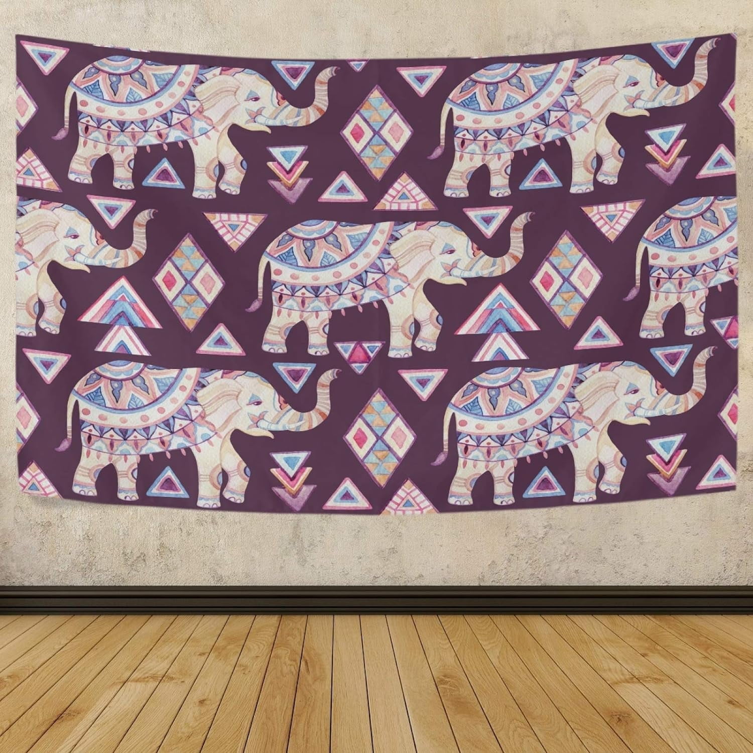 Tapestry Wall Hanging Watercolor Indian Elephant Tapestry Polyester ...