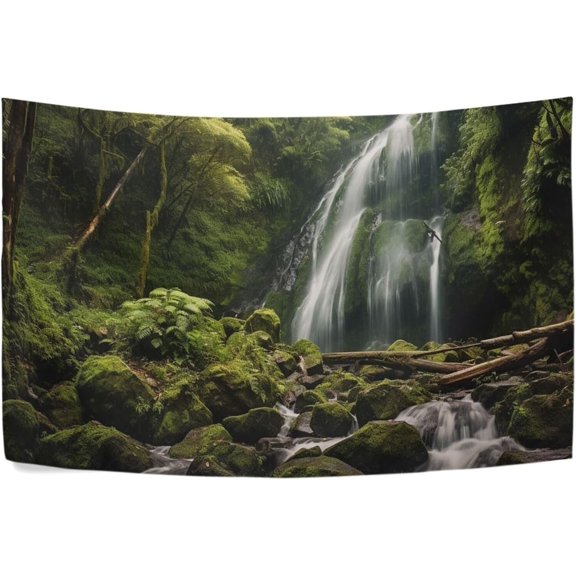 Tapestry Wall Hanging Waterfall Cascades Green Forest Tapestry Personalized Tapestry Throw Dorm Living Room Art Home Decor 60 x 40