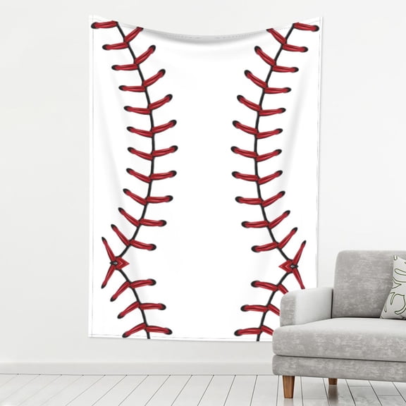 Tapestry Wall Hanging White Baseball Decoration Tapestry For Bedroom Living Room Backdrop 80 X 60 Inch