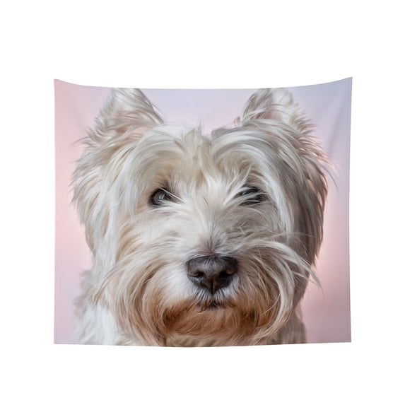Tapestry Wall Hanging White Terrier Dog Tapestries Home Decor for Bedroom Aesthetic 37 X29 IN