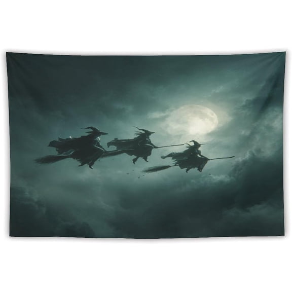 Tapestry Wall Hanging Witches Full Moon Tapestry Rustic Halloween Tapestries for Bedroom Wall Hanging Decor Home Decoration for Bedroom Living Room Dorm 60"x90"