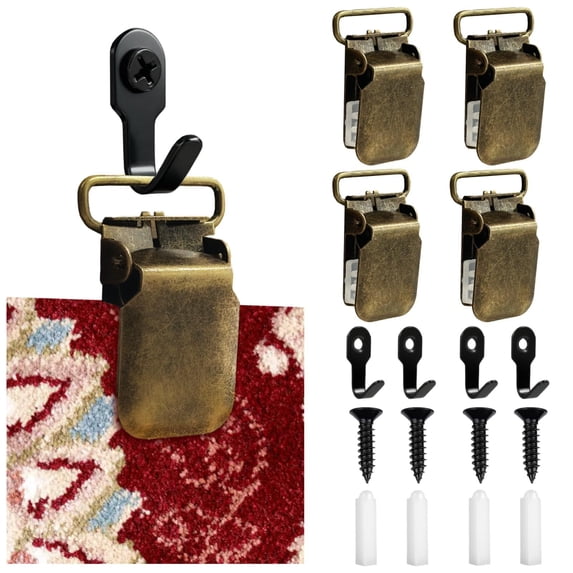 Tapestry Wall Hook, Heavy Duty Non Slip Large Wall Mount Clamp Fastener for Blanket Rug Quilt Wall Fixation Brown