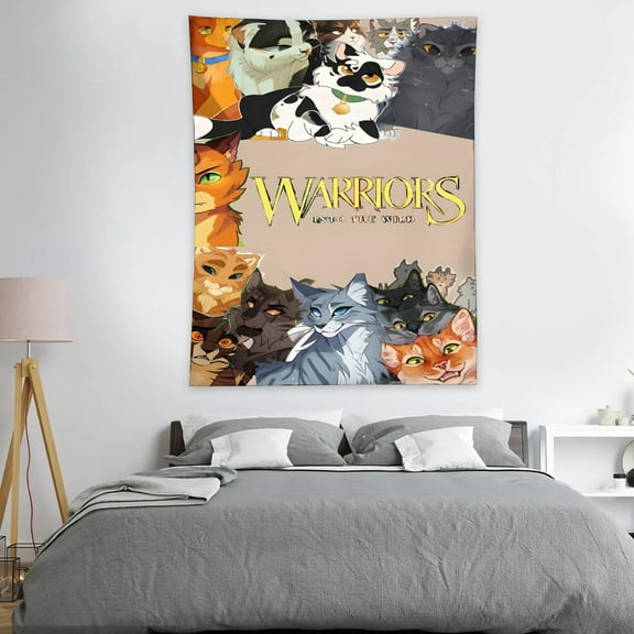 Tapestry Warriors Cats Wall Hanging Decor for Bedroom Wall Art Funny Home Decoration 40x60in
