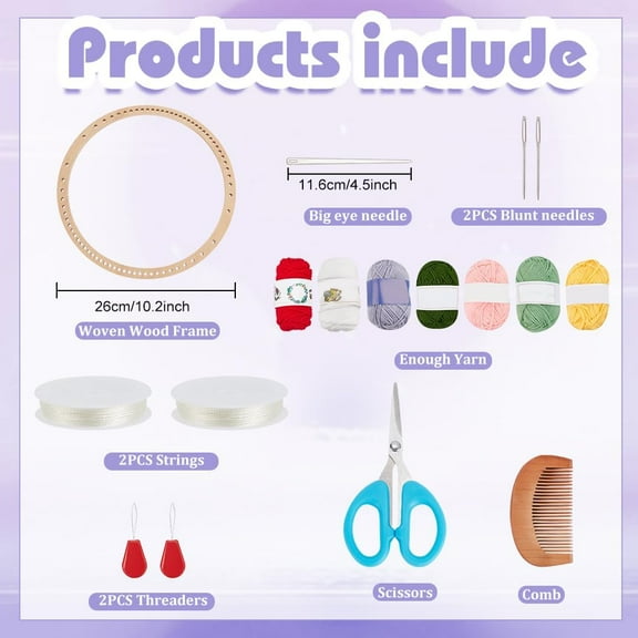 Tapestry Weaving Kit Weaving Loom Kit Colorful Tapestry Yarns FlowerStyle Boho Wall Hanging Kit with Instruction TapestrySet for Beginners Adults Decoration