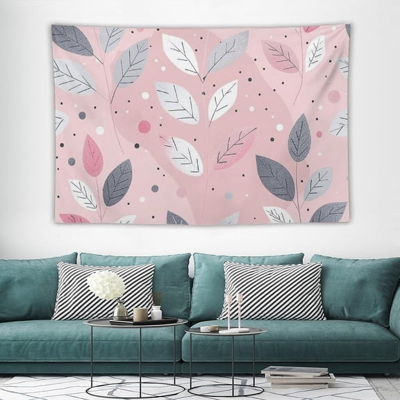 Tapestry Wide Wall Hanging Gray Leaf Pattern Tapestry 60"x90" Vintage Tapestry Lightweight Wall Blanket Soft Mural Aesthetic Tapestries for Bedroom Dorm Bath Home Wall Art Decor