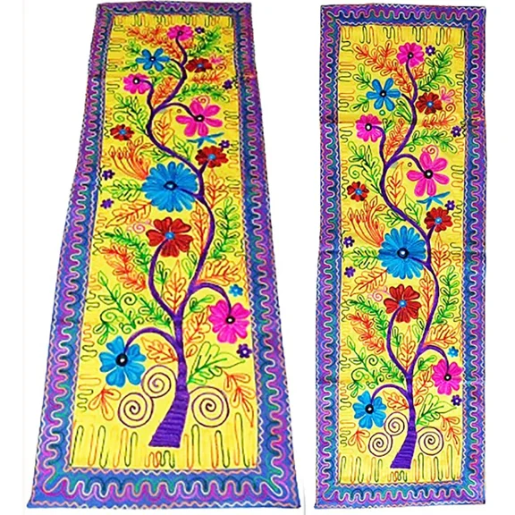 Tapestry boho wall hanging home dcor table runner flower tree Suzani embroidery