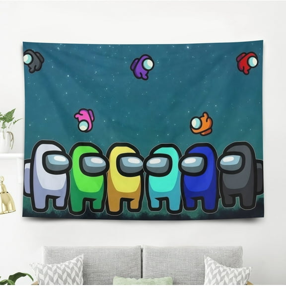 Tapestry for Among Us Bedroom Dorm wall hanging Funny Poster Backgrounds Banner Party Wall Art Decorations Kids Girls Teens Gifts Cute 40×60 inch