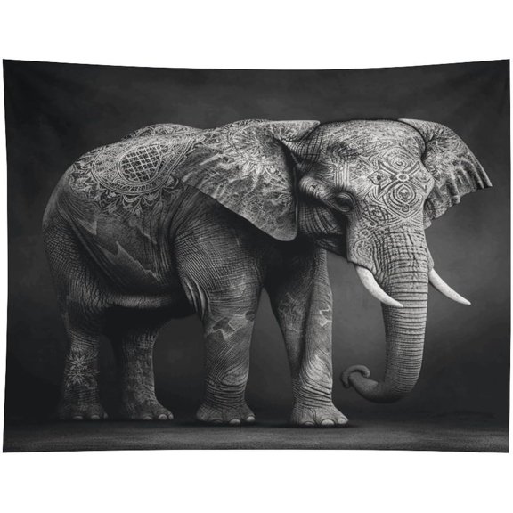 Tapestry for Bedroom, Black White Elephant Print Room Decor, Unique Tapestries Wall Hanging for Bedroom Dorm Living Room 30x40 Inch