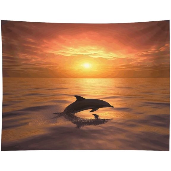 Tapestry for Bedroom, Dolphin And Sunset Print Room Decor, Unique Tapestries Wall Hanging for Bedroom Dorm Living Room 30x40 Inch