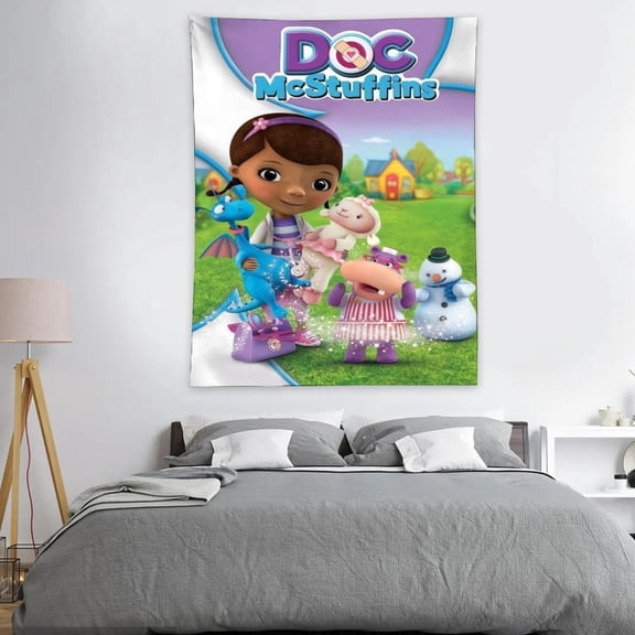 Tapestry for Doc Mcstuffins Bedroom Dorm wall hanging Funny Poster Backgrounds Wall Art Decorations Kids Girls Teens Gifts Cute 60×40 inch