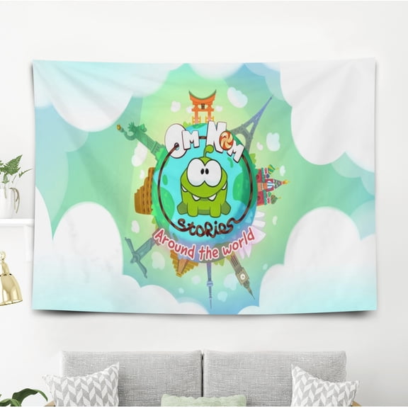 Tapestry for Om Nom Stories Bedroom Dorm wall hanging Poster Backgrounds Banner Party Wall Art Decorations Kids Girls Teens Gifts Funny 40×60 inch