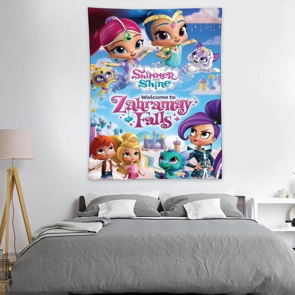 Tapestry for Shimmer and Shine wall hanging Bedroom Dorm Funny Poster Backgrounds Wall Art Decorations Kids Girls Teens Gifts 40×30 inch