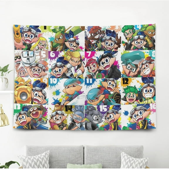 Tapestry for Splatoon Wall Hanging Poster Bedroom Dorm Wall Art Decorations Funny Backgrounds Banner Party Kids Girls Teens Gifts Funny 40×60 inch