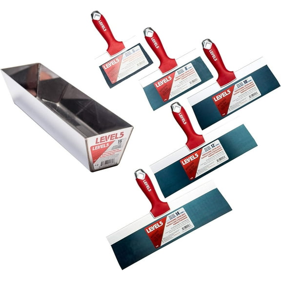 Taping Knife Set, Blue Steel - LEVEL5 | Pro-Grade | Sheetrock Gyprock Drywall Plasterboard | 5-605