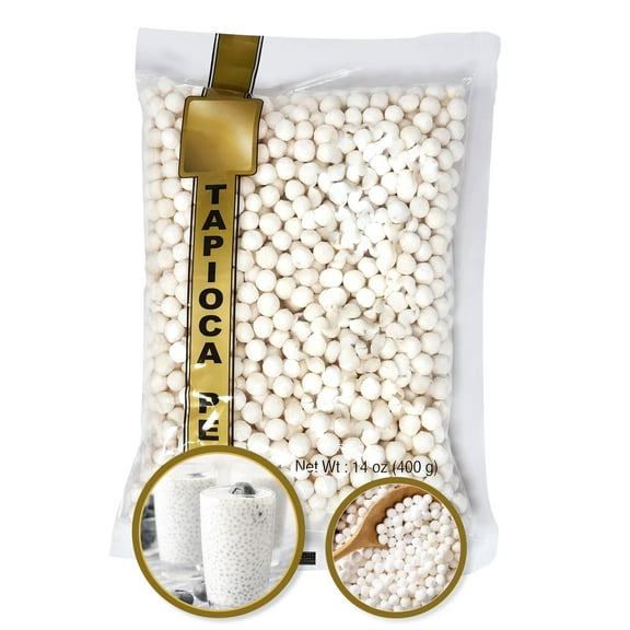 Tapioca Pearls, Tapioca Balls, GGA1 White Tapioca Pearls For Boba Tea, 14 oz (Large)