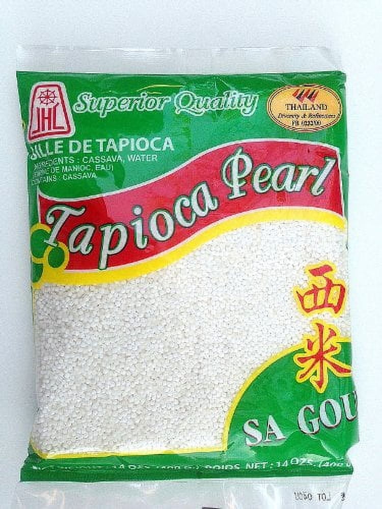 JHL Small Tapioca Pearls, White Cassava Balls for Pudding and