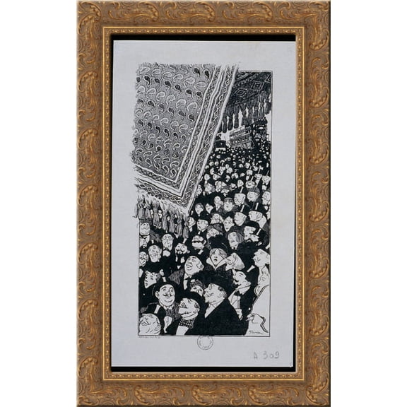 Tapis Clichy 24x16 Gold Ornate Wood Framed Canvas Art by Theophile Steinlen