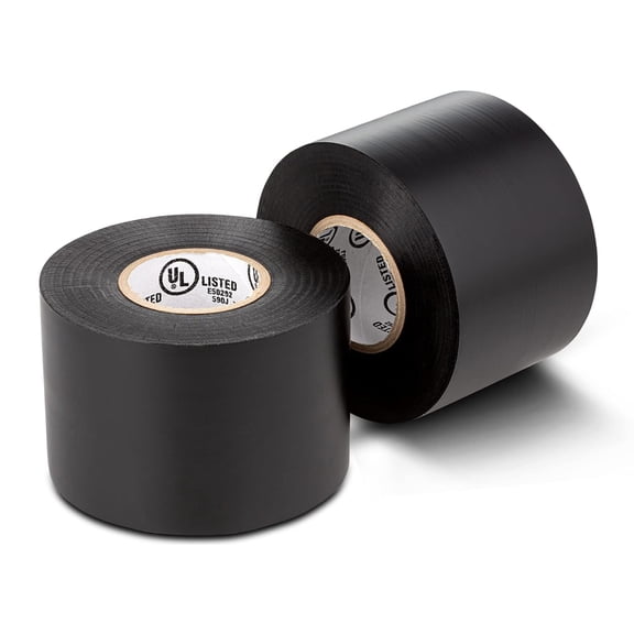 Tapix Premium Electrical Tape, 2" Wide (Pack of 2) 66' Long, Fire Retardant Vinyl, 7 mil Thick, Black