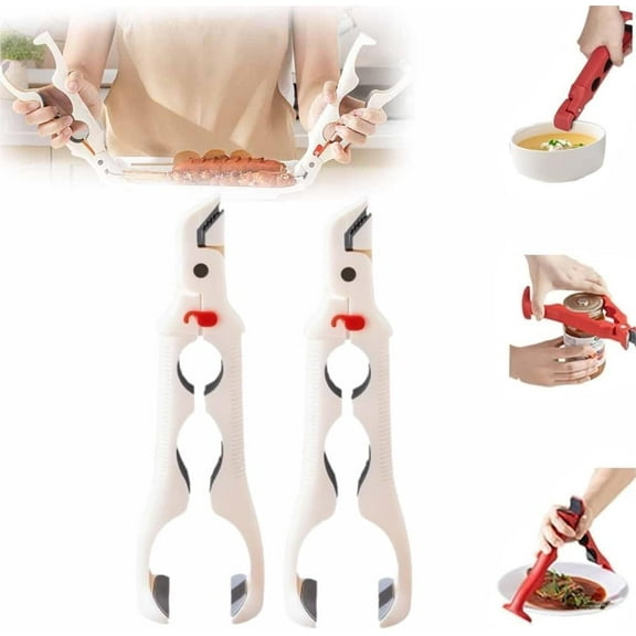 Taplcvy-3-in-1 Multi-Angle Hot Plate Gripper, Bowl Holder Clip & Jar Opener – Heat-Resistant Anti-Scald Kitchen Tongs Tool for Pots, Plates & Lids