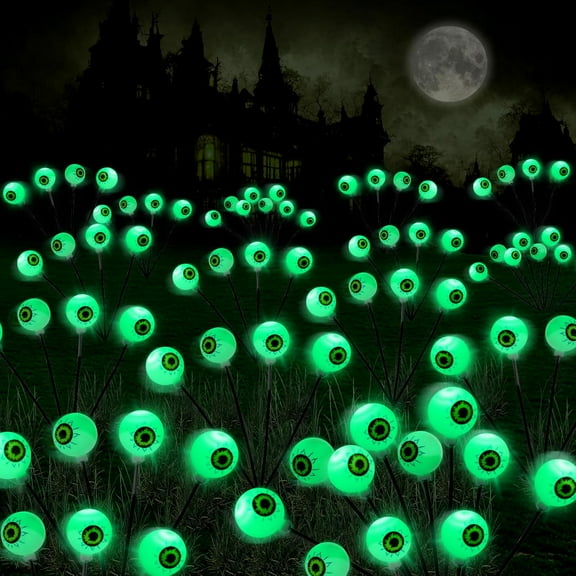 Taplcvy-4 Pack Solar Halloween Eyeball Lights – 32 LED Swaying Pathway Stakes, Waterproof Outdoor Decorations for Yard, Lawn, Porch & Walkways