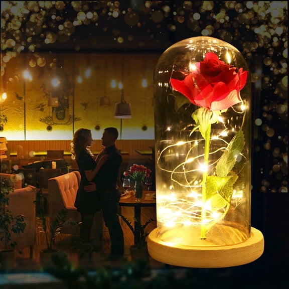 Taplcvy Eternal Red Rose Glass Dome LED Light  Romantic Home & Event Decor for Anniversary, Valentines Day, Wedding, Mothers Day