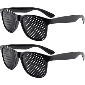 Taplcvy Pinhole Vision Correction Glasses Ultra-Lightweight Frame, Anti-Fatigue Pinhole Lenses for Eye Relaxation, Black, 2 Pair