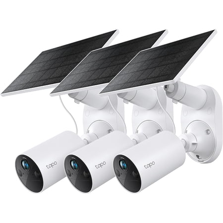 Tapo SolarCam 1080p Outdoor Wireless Security Camera, Battery Power with Solar, Person Detection, Subscription-Free Local Storage/Optional Cloud, C402 KIT(3-Pack)