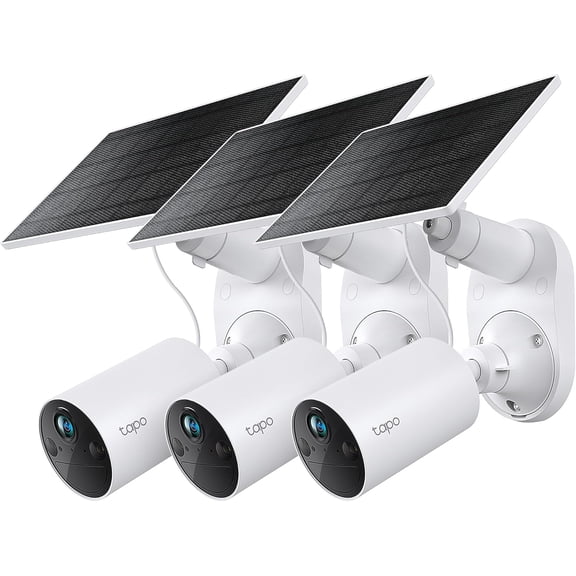 Tapo SolarCam 1080p Outdoor Wireless Security Camera, Battery Power with Solar, Person Detection, Subscription-Free Local Storage/Optional Cloud, C402 KIT(3-Pack)