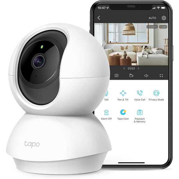 2K Pan Tilt Security Camera for Baby Monitor, Dog Camera w/Motion Detection, 2-Way Audio Siren, Night Vision, Cloud &SD Card Storage (Up to 256 GB), Works with Alexa & Google Home (C210)