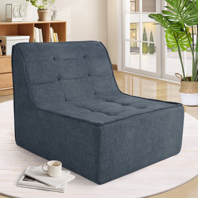 Tapoja Bean Bag Chair, Chenille Floor Sofa Foam Lazy Couch, Adult Bean