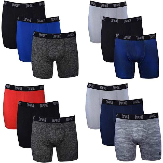 TapouT Mens Performance Boxer Briefs 12Pack Athletic Fit Breathable