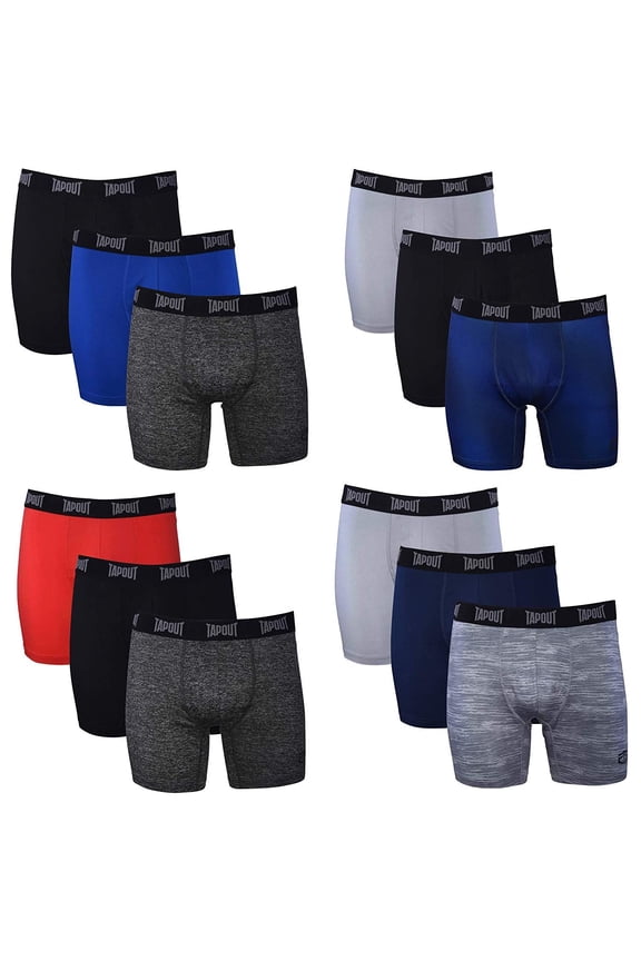 Mens Performance Boxer Briefs - 12-Pack Stretch Performance Training Underwear Breathable Athletic Fit No Fly Assorted Colors