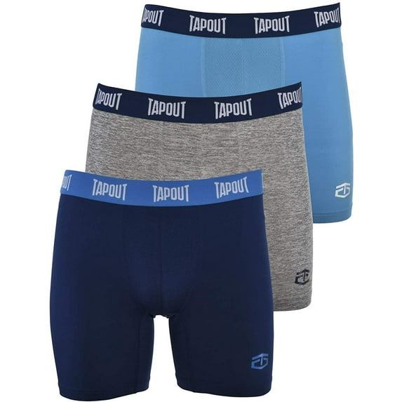 TapouT Mens Performance Boxer Briefs - 3-Pack Stretch Performance Training Underwear Breathable Athletic Fit No Fly