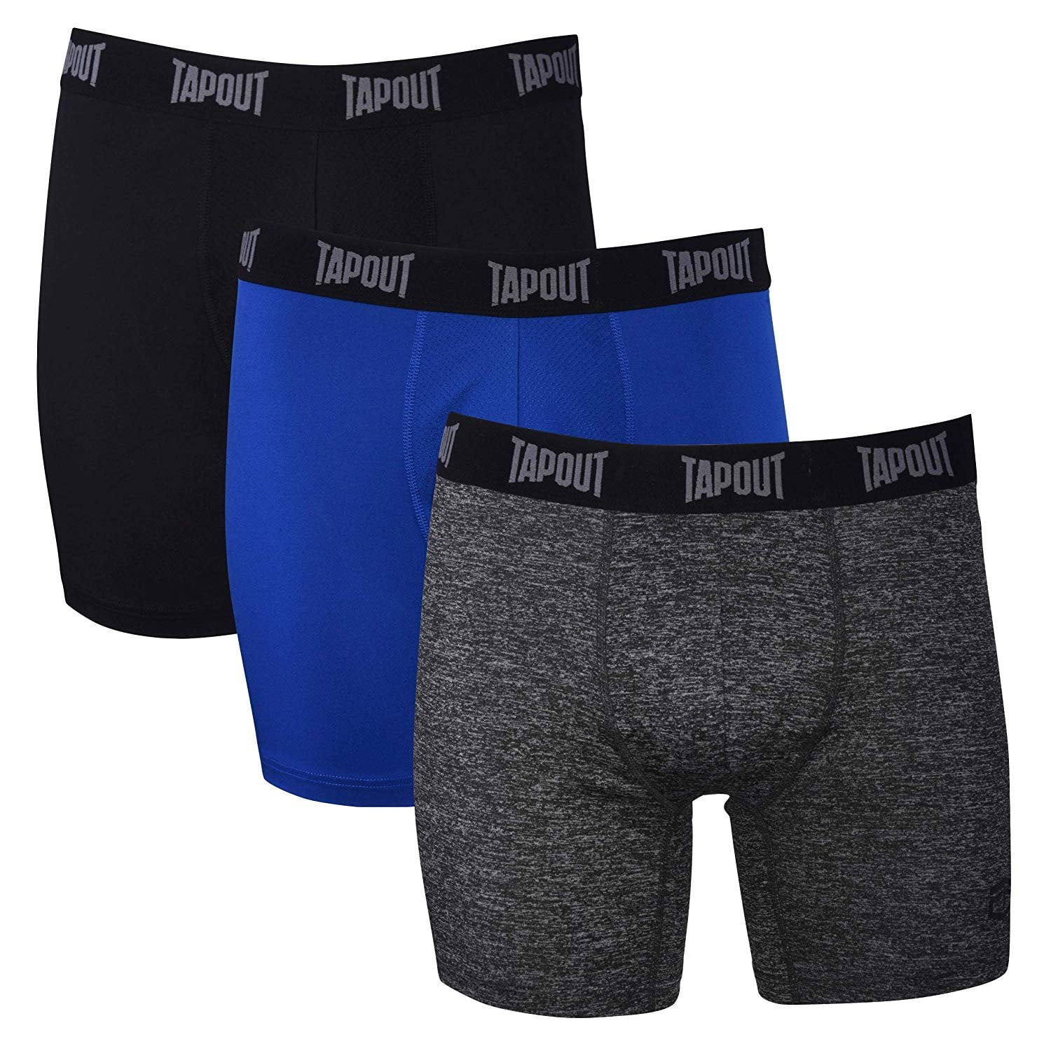 TapouT Mens Performance Boxer Briefs 3-Pack Stretch Performance