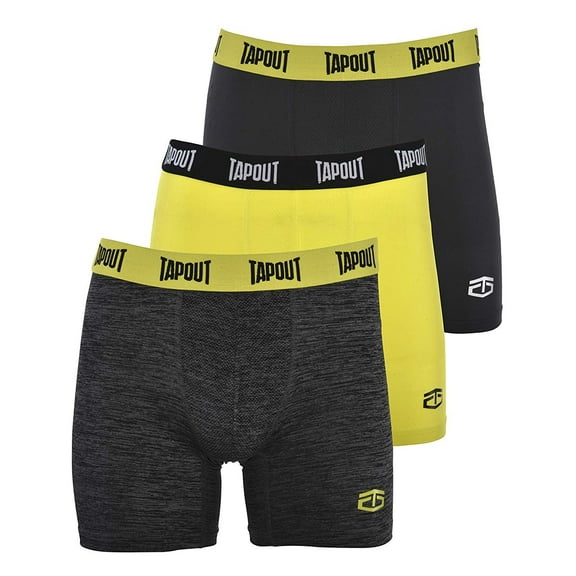 TapouT Mens Performance Boxer Briefs - 3-Pack Stretch Performance Training Underwear Breathable Athletic Fit No Fly