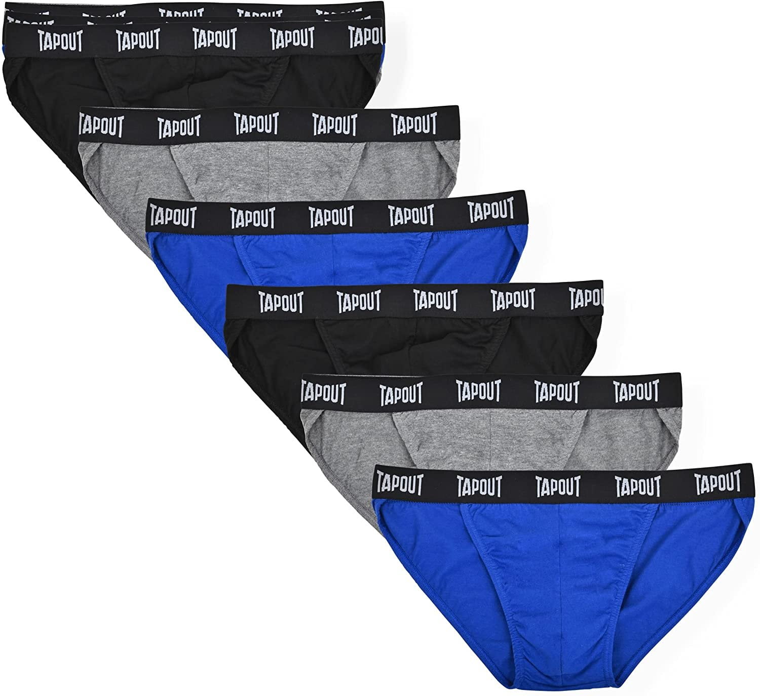 Tapout Men's String Bikinis 6Pack Essential Cotton Assorted Colors No Fly 4XLarge