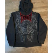 TAOZHI Tapout Zipper Hoodie Y2K Harajuku Retro Hip Hop Graphic Print Oversized Hoodie Sweatshirt Mens Womens Gothic Jacket Streetwear