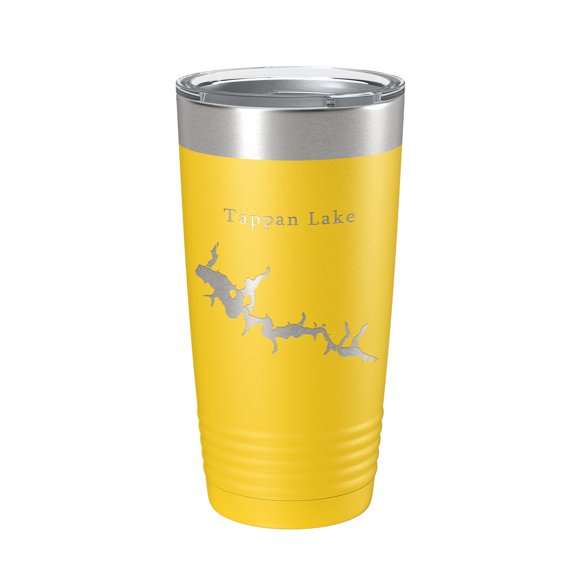 Tappan Lake Map Tumbler Travel Mug Insulated Laser Engraved Coffee Cup Ohio 20 oz Yellow