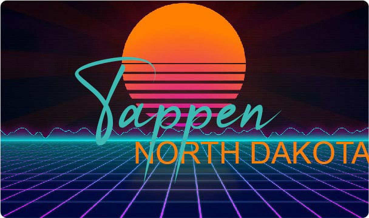 Tappen North Dakota 2 X 1.25Inch Vinyl Decal Stiker Retro Neon Design