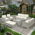 thumbnail image 1 of Tappio 10-Piece Patio Furniture Set, All-Weather Outdoor Wicker Sectional with Storage Side Table and Large Rattan Chair for Garden, Patio, Backyard, Gray/Beige, 1 of 10