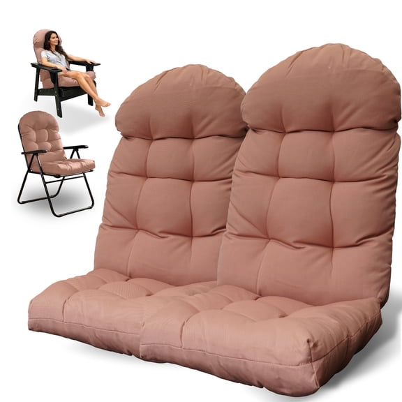 Tappio Rocking Chair Cushions Set of 2, High-Density Sponge Thicken Indoor/Outdoor Chair Cushions, Tufted Seat Pads with Elastic Webbing and Non-Slip Bottom for Indoor/Outoor Furniture, Orange