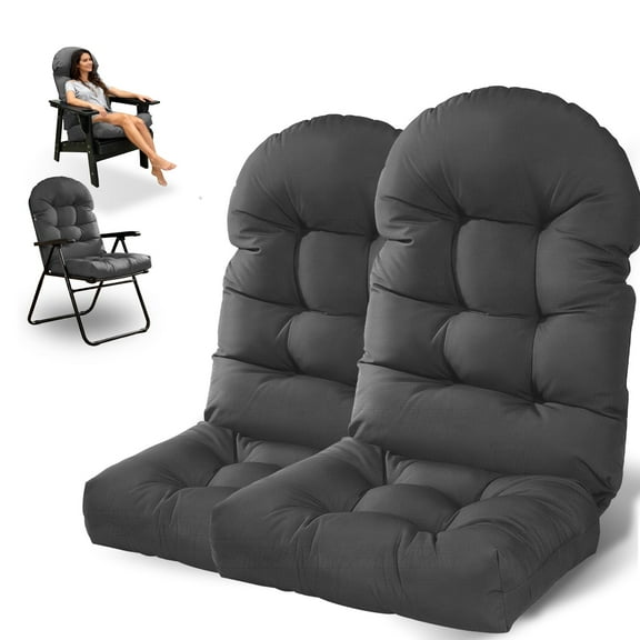 Tappio Rocking Chair Cushions Set of 2, High-Density Sponge Thicken Indoor/Outdoor Chair Cushions, Tufted Seat Pads with Elastic Webbing and Non-Slip Bottom for Indoor/Outoor Furniture, Gray