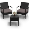 thumbnail image 1 of Tappio 3 Piece Outdoor Patio Furniture Set Outdoor Rattan Furniture, Patio Chairs Set of 3, Rattan Conversation Bistro Sets with Table and Cushions Brown, 1 of 8